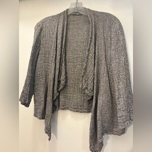 Gray Linen Women's Cardigan Lightweight Sweater